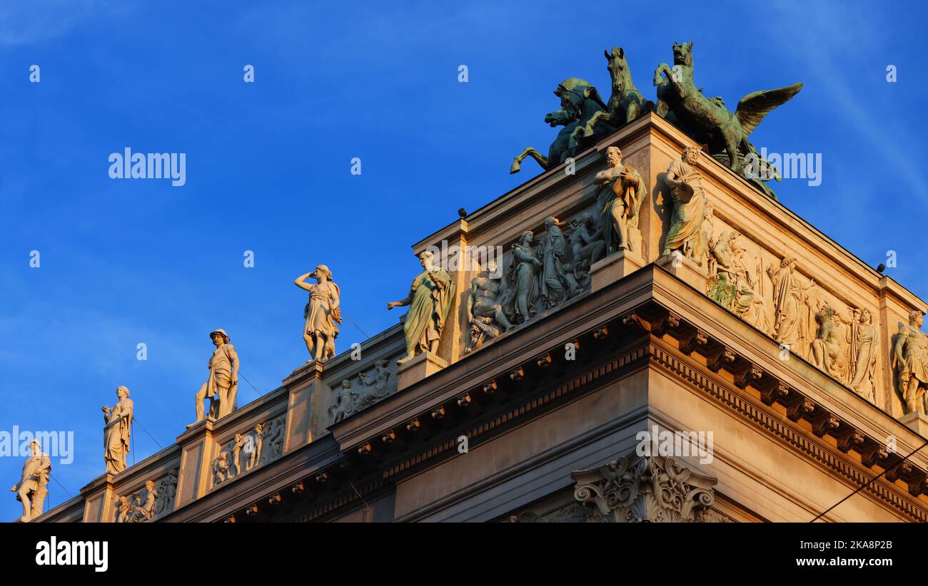Barock, Teatro, Kunst, Kultur, Wien, Burgtheater, es ist das Österreichische Nationaltheater in der Innenstadt von Vienna mit prachtvoller Fassade Foto Stock