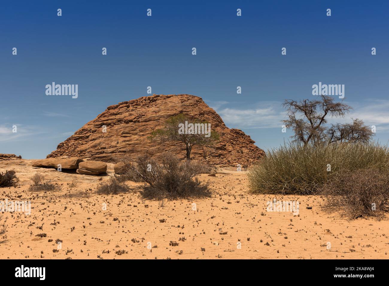 Paesaggio Monte Spitzkoppe - cima di granito calvo a Erongo, Namibia Foto Stock