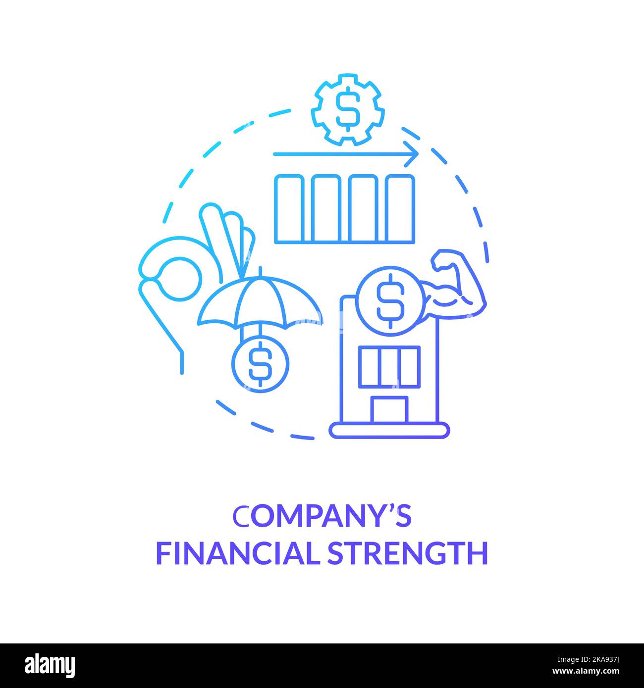 Icona del concetto gradiente blu della forza finanziaria dell'azienda Illustrazione Vettoriale