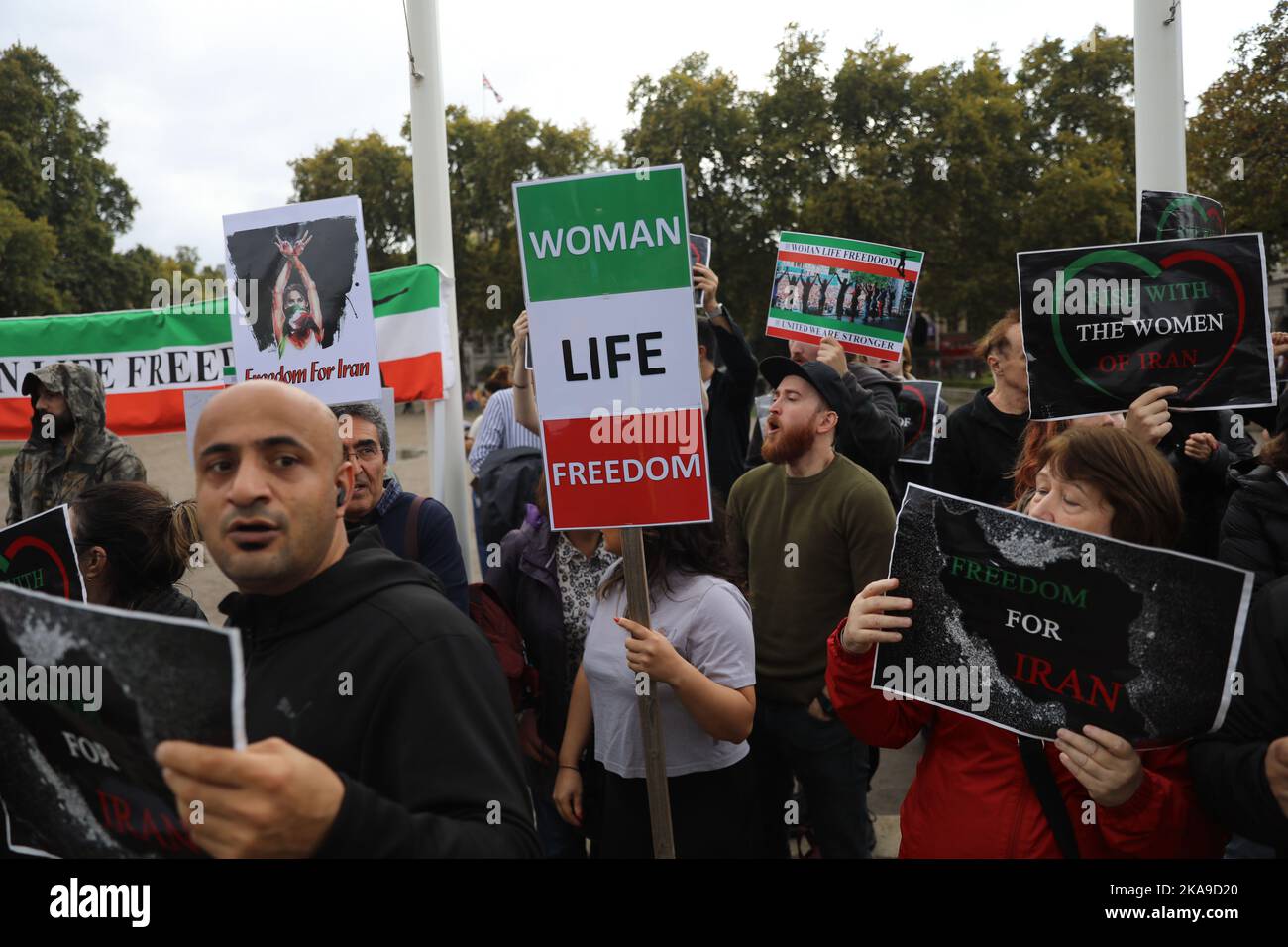 Protesta per l'uccisione di Mahsa Amini a Londra il 23rd ottobre 2022. Foto Stock