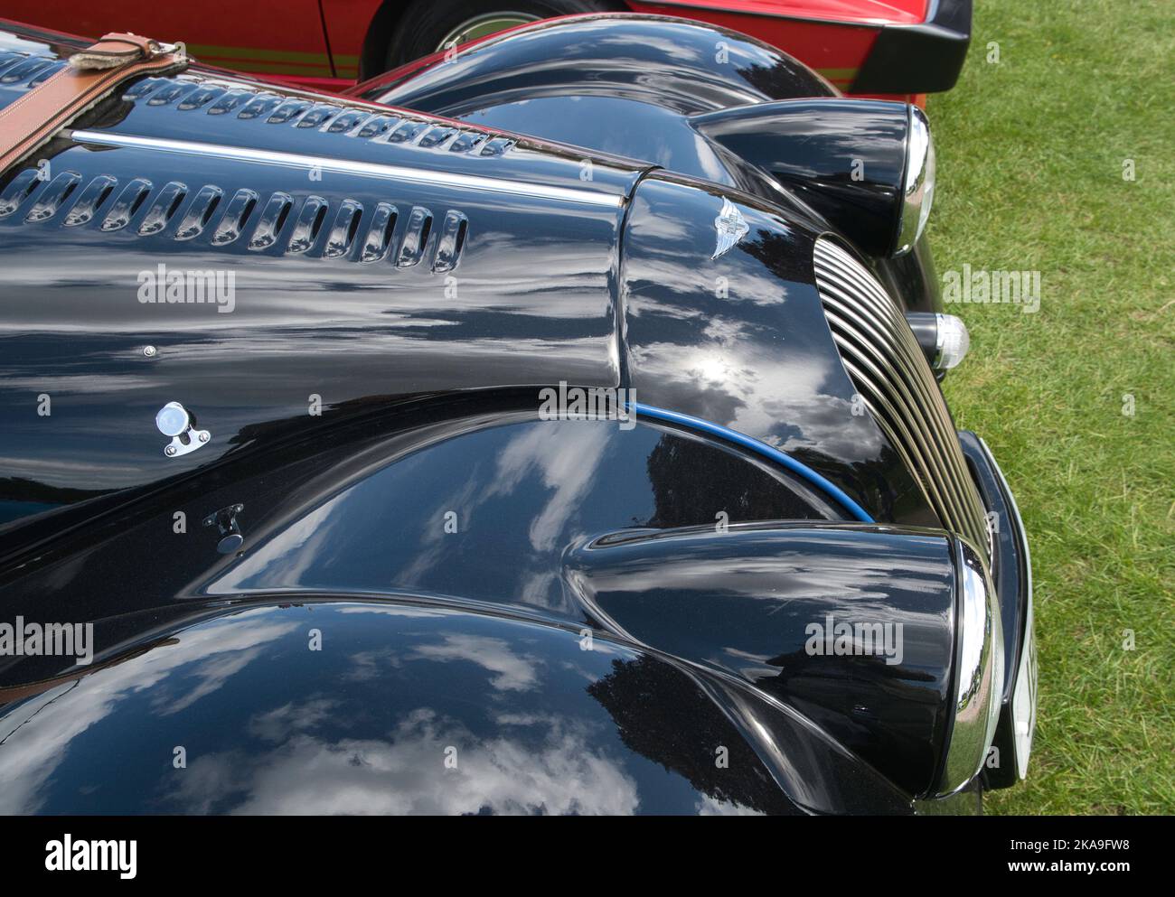Primo piano di un Morgan in un Supercar e Classic Weekend nel maggio 2022 a Stonor Park, Henley-on-Thames, Oxfordshire Foto Stock