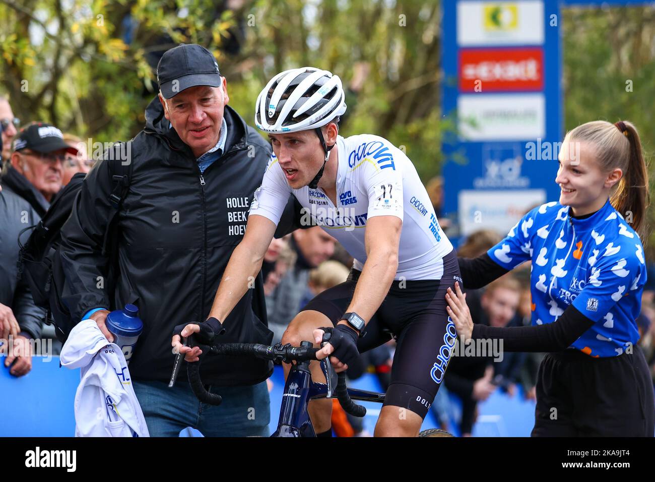 Melden, Belgio, 01 novembre 2022. Il belga Jens Adams ha illustrato dopo la gara maschile durante il Koppenbergcross, la prima gara (su otto) del X2O° Trofeo Badkamers, a Melden, martedì 01 novembre 2022. FOTO DI BELGA DAVID PINTENS Foto Stock