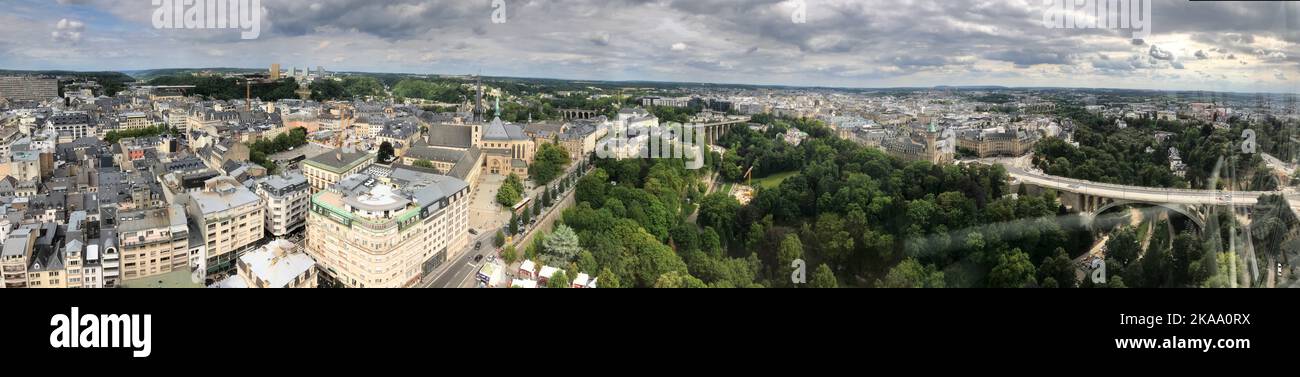 Vista panoramica sulla città di Lussemburgo, chiamata 'Ville Haute'. Foto Stock