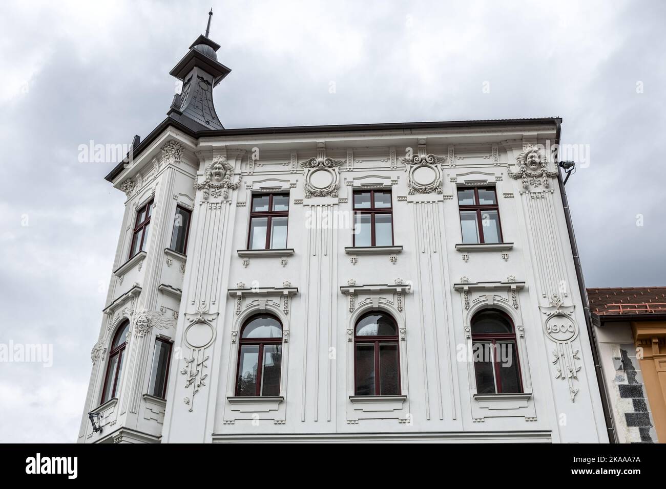 Edificio barocco, Piazza del Municipio, Mestni trg, Lubiana, Slovenia Foto Stock