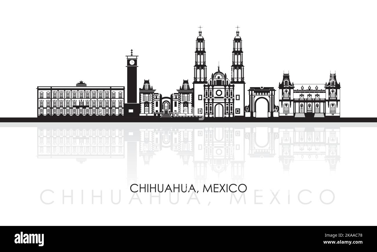 Silhouette Skyline panorama della città di Chihuahua, Messico - illustrazione vettoriale Illustrazione Vettoriale