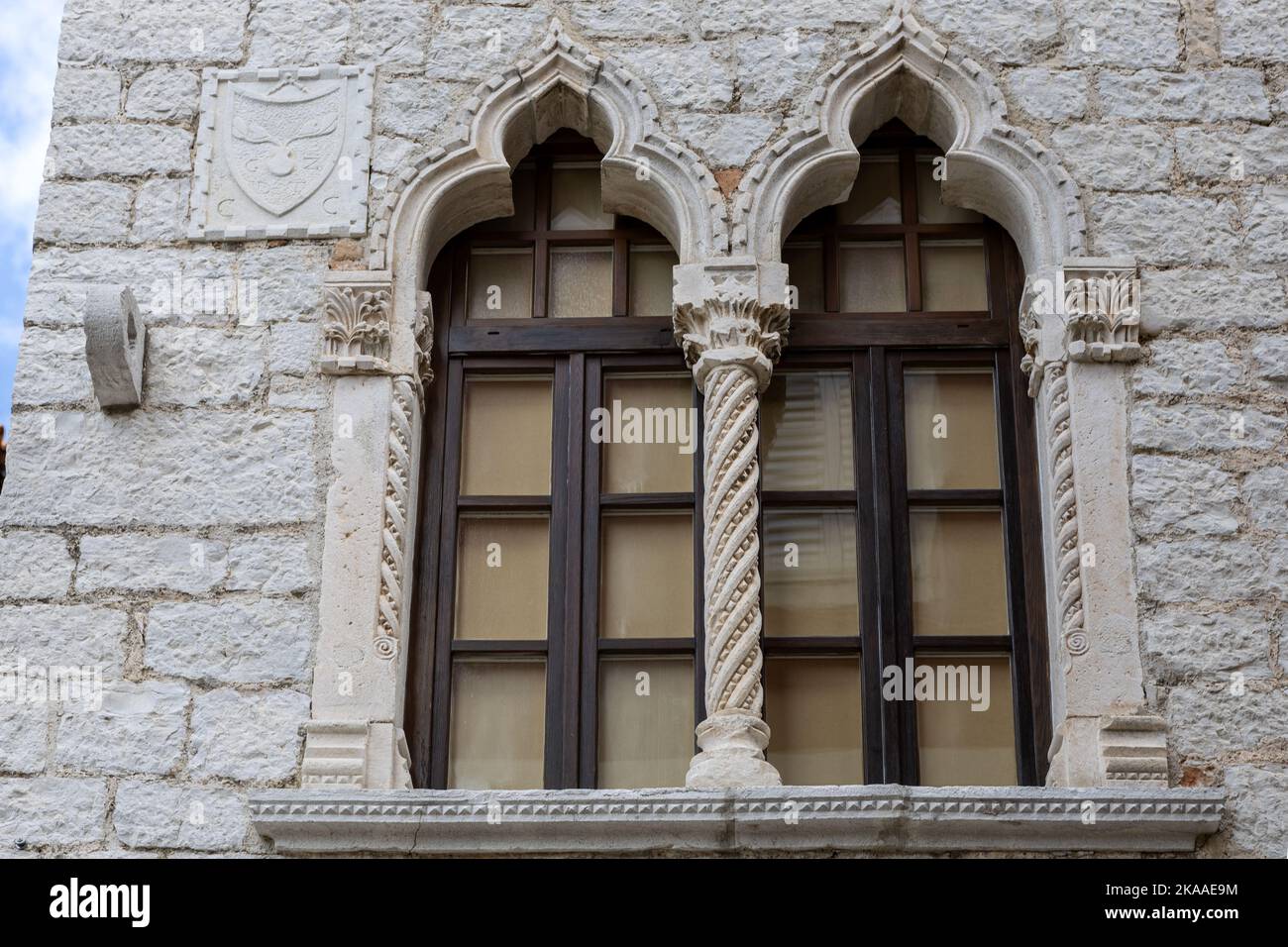 Palazzo Zuccato, 15th c., via Decumanus, Parenzo, Croazia Foto Stock