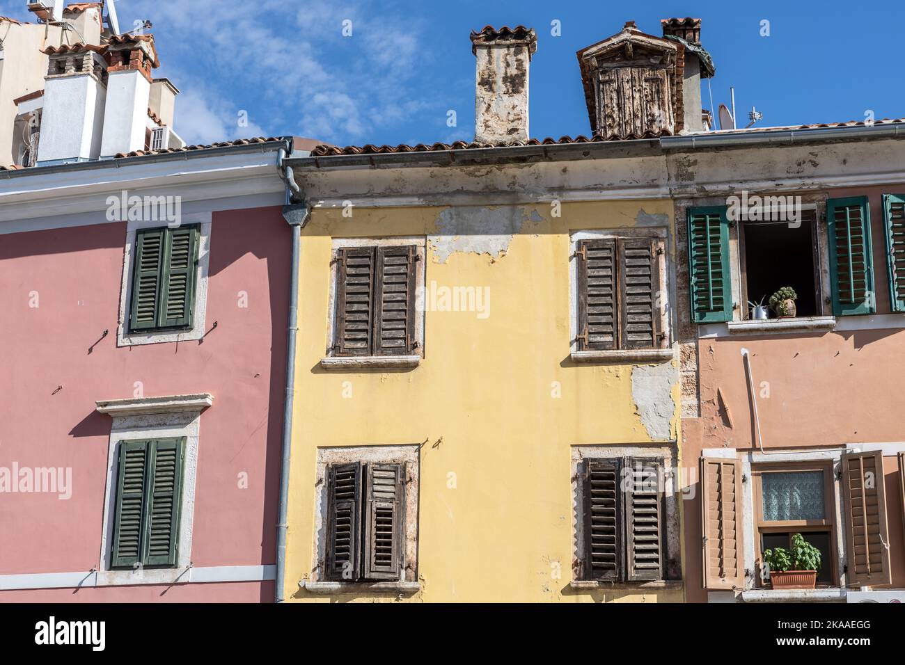 Case, Via Pietro Ive, Rovigno, Croazia Foto Stock