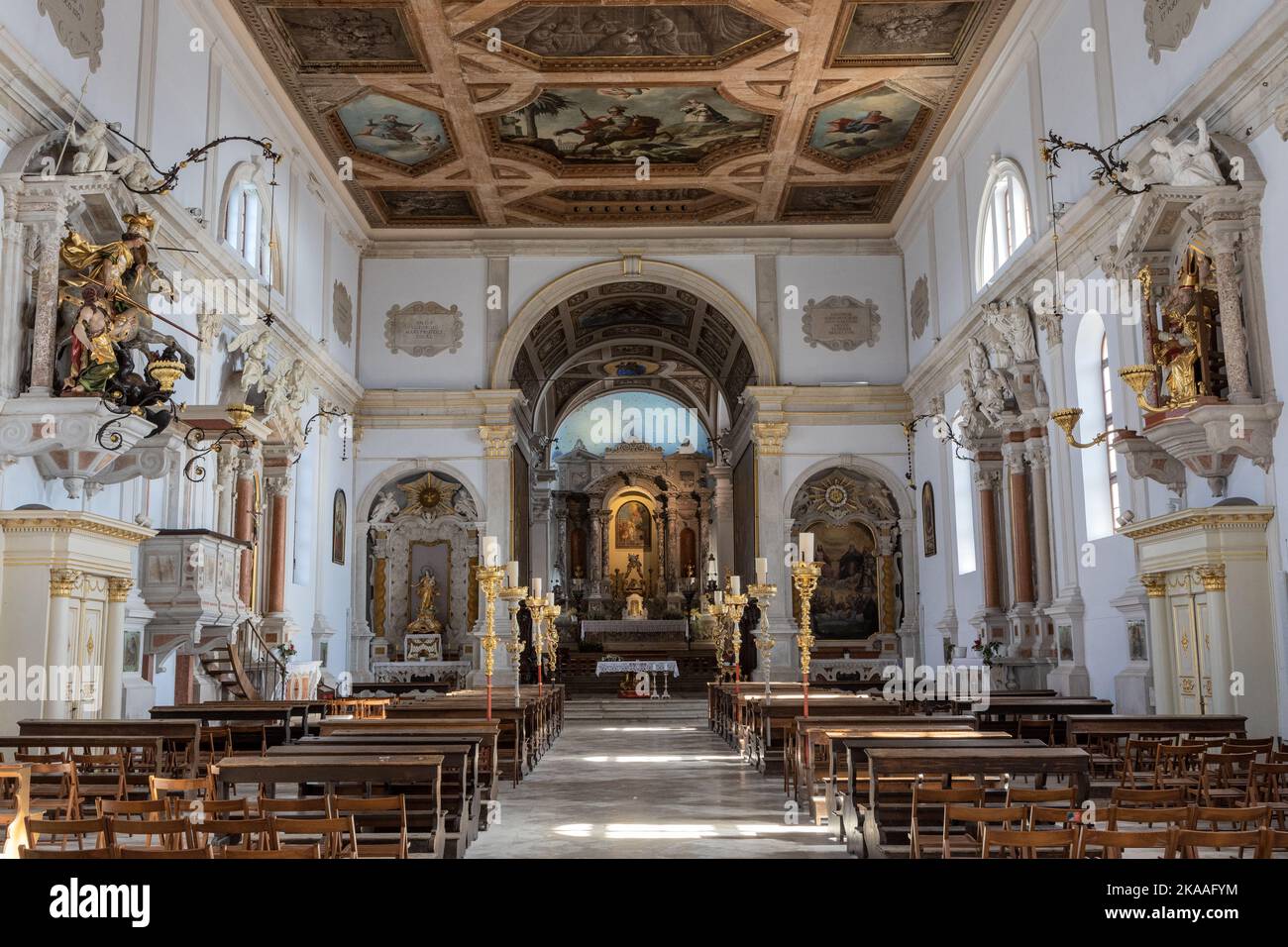 Interno, Chiesa di San Giurija, Pirano, Slovenia Foto Stock