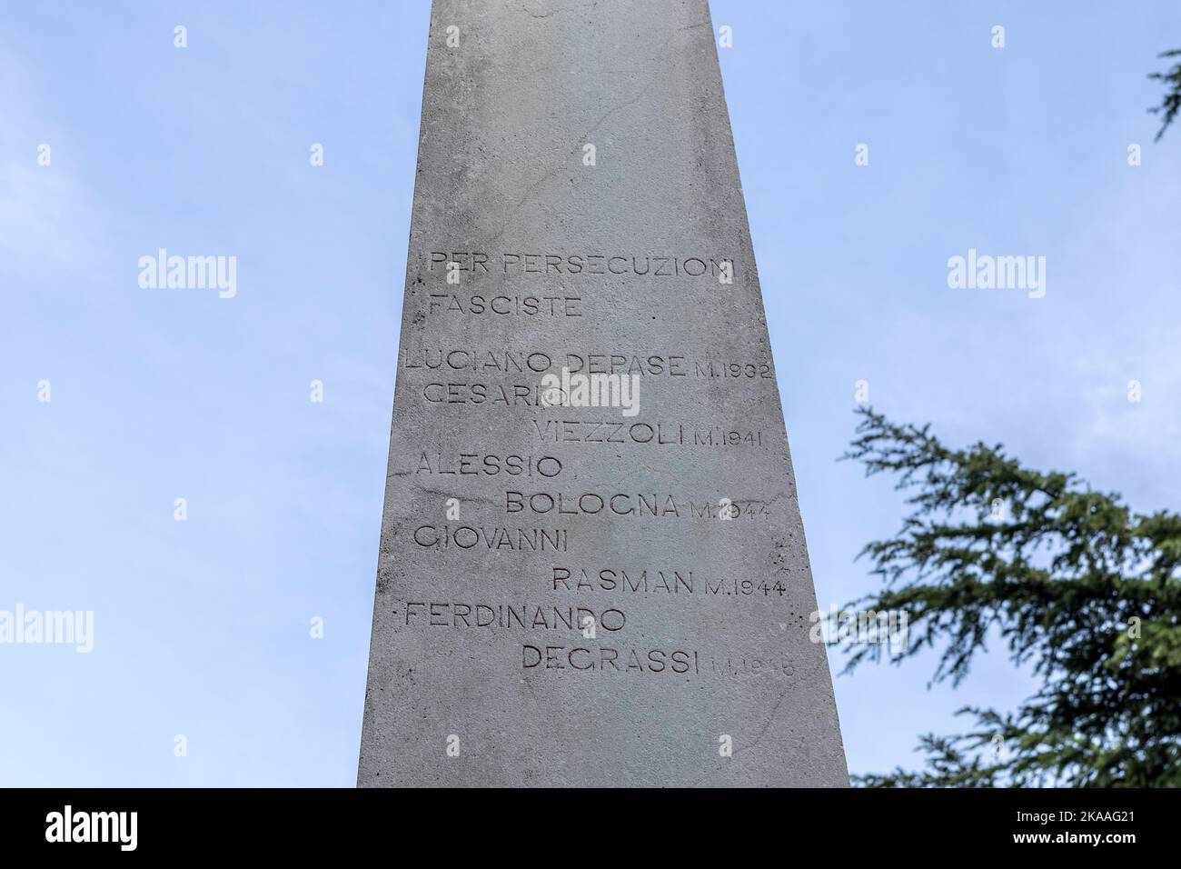 Nomi & Memoriale a coloro che sono stati assassinati da nazisti, Padlih za Svobodo, Izola, Slovenia Foto Stock