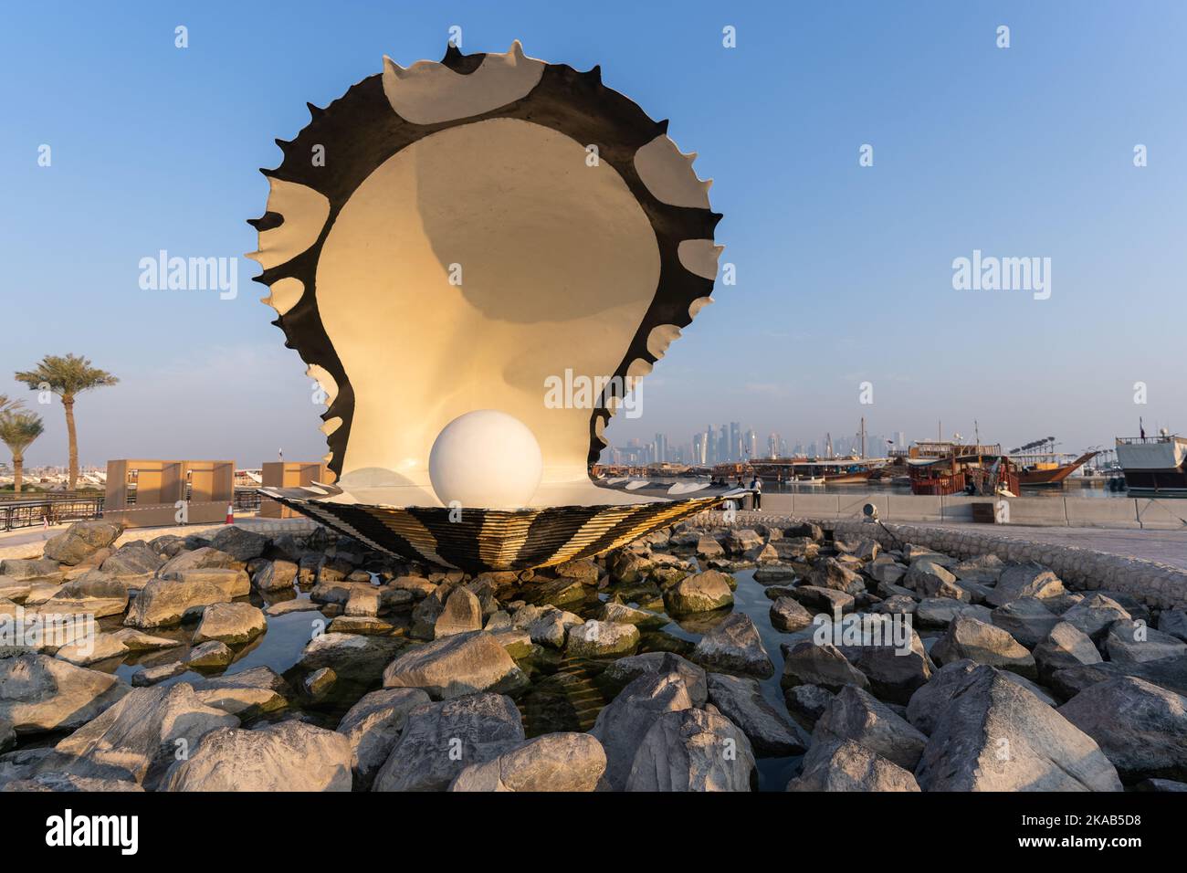 Monumento perla nella Corniche di Doha, Qatar. Foto Stock