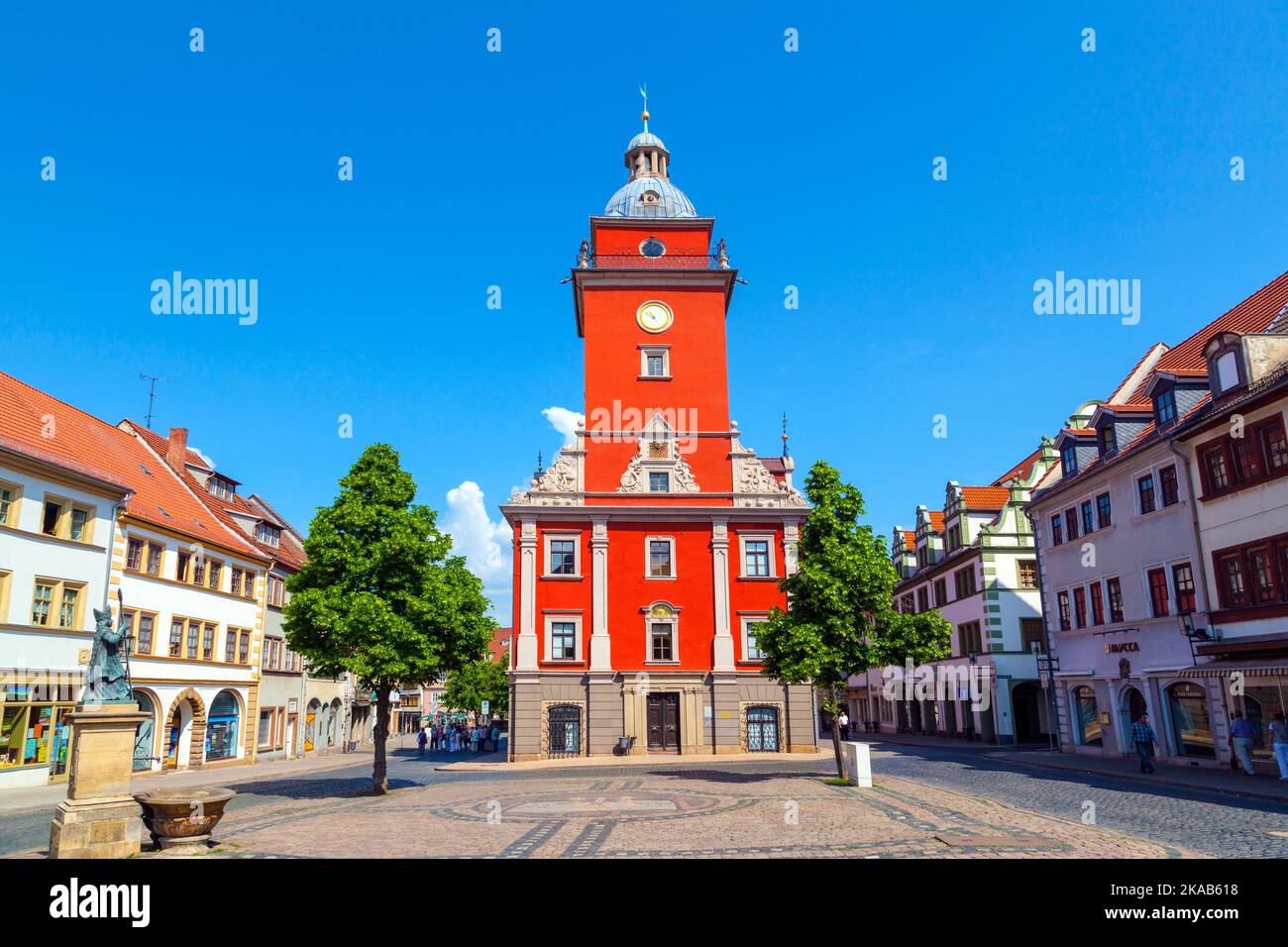 Gotha - mercato centrale con il municipio storico Foto Stock
