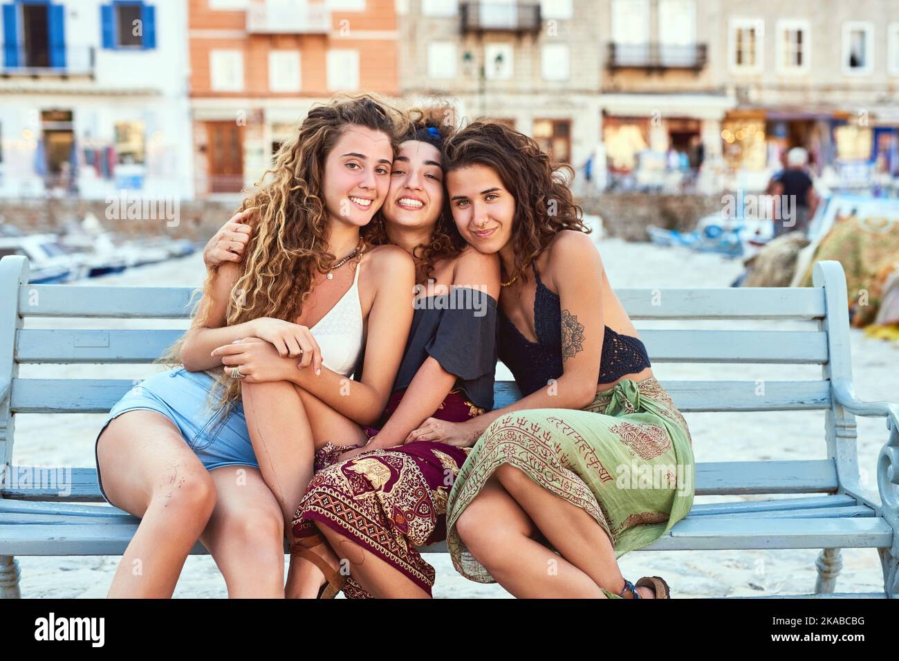 Le migliori persone con cui viaggiare. girlfriends in vacanza. Foto Stock