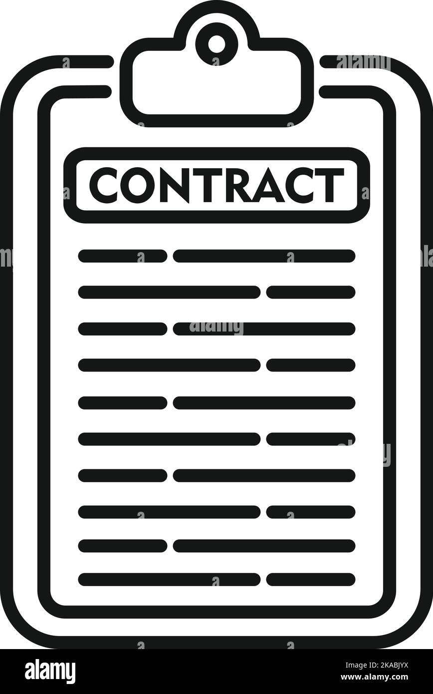 Vettore di contorno dell'icona della guida del contratto. Servizio di ufficio. Lavora online Illustrazione Vettoriale