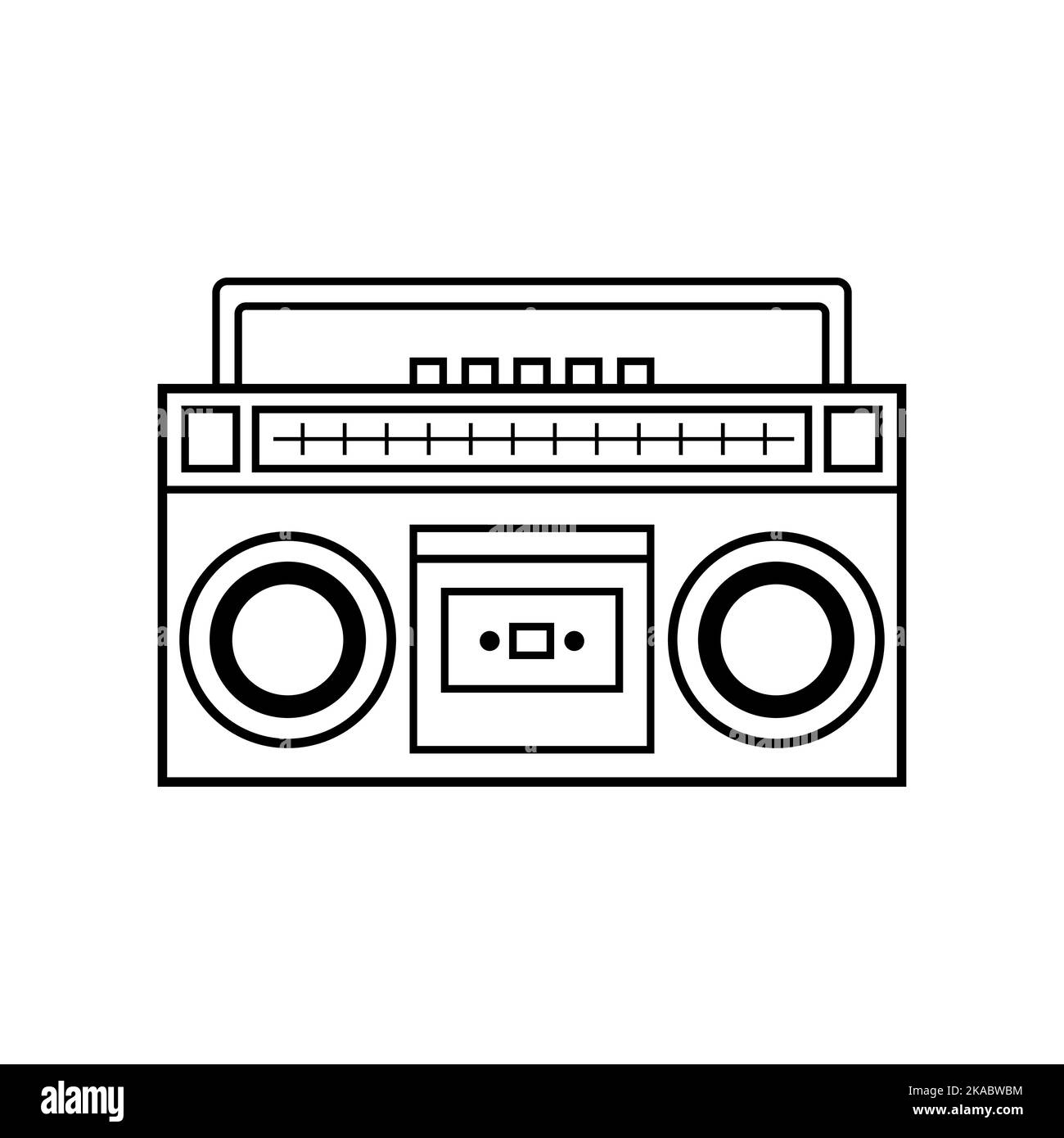 Lettore di cassette stereo retro. Illustrazione vettoriale del registratore musicale. Illustrazione Vettoriale