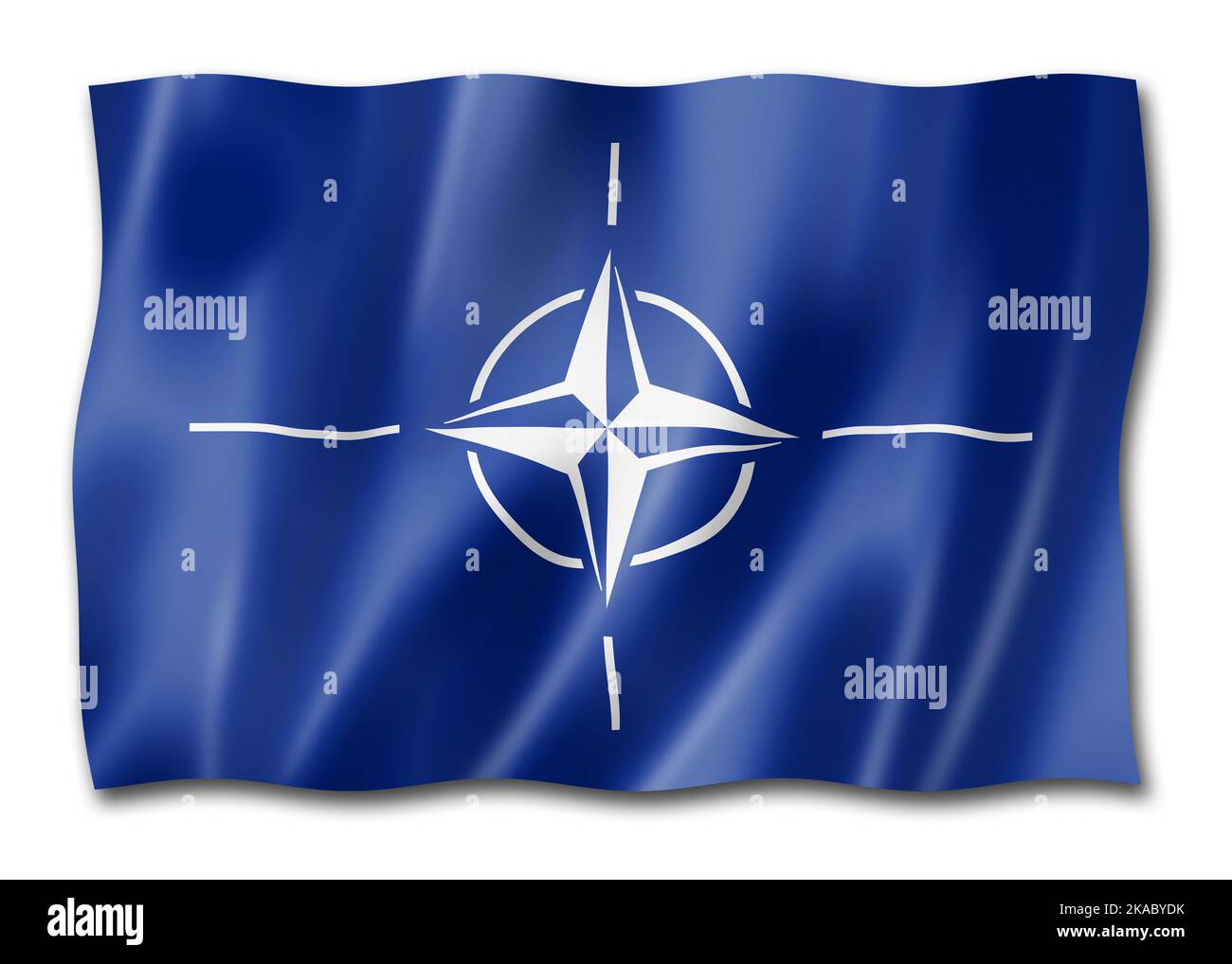 Organizzazione della NATO sventola bandiera. 3D illustrazione Foto Stock