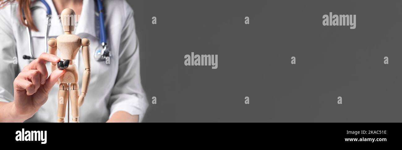 Concetto di fegato sano. Banner medico con sfondo e spazio di copia per il testo. Foto Stock