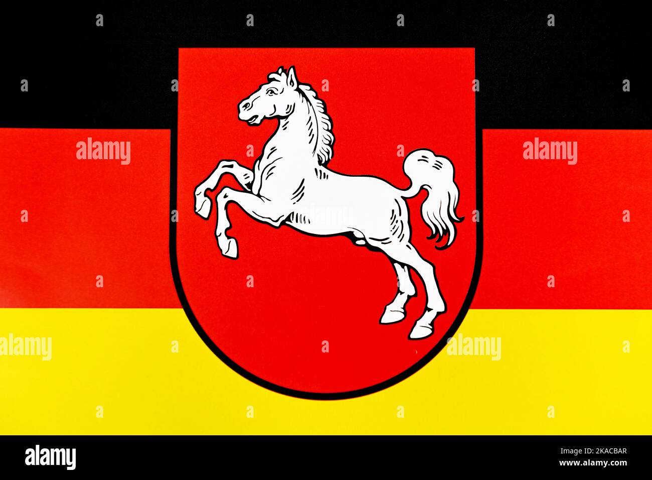 Landeswappen vom deutschen Bundesland Niedersachsen, Symbolfoto Landtagswahl Foto Stock