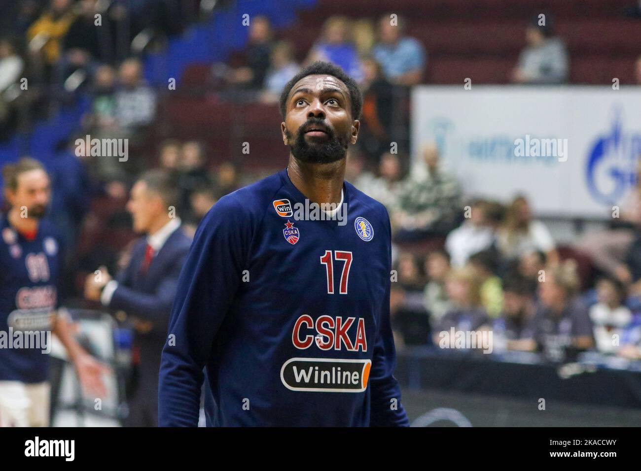 San Pietroburgo, Russia. 01st Nov 2022. Livio Jean-Charles (n.17) di CSKA visto durante la partita di pallacanestro della VTB United League tra Zenit e CSKA alla Sibur Arena. Punteggio finale; Zenit 80:85 CSKA. (Foto di Konstantinov/SOPA Image/Sipa USA) Credit: Sipa USA/Alamy Live News Foto Stock