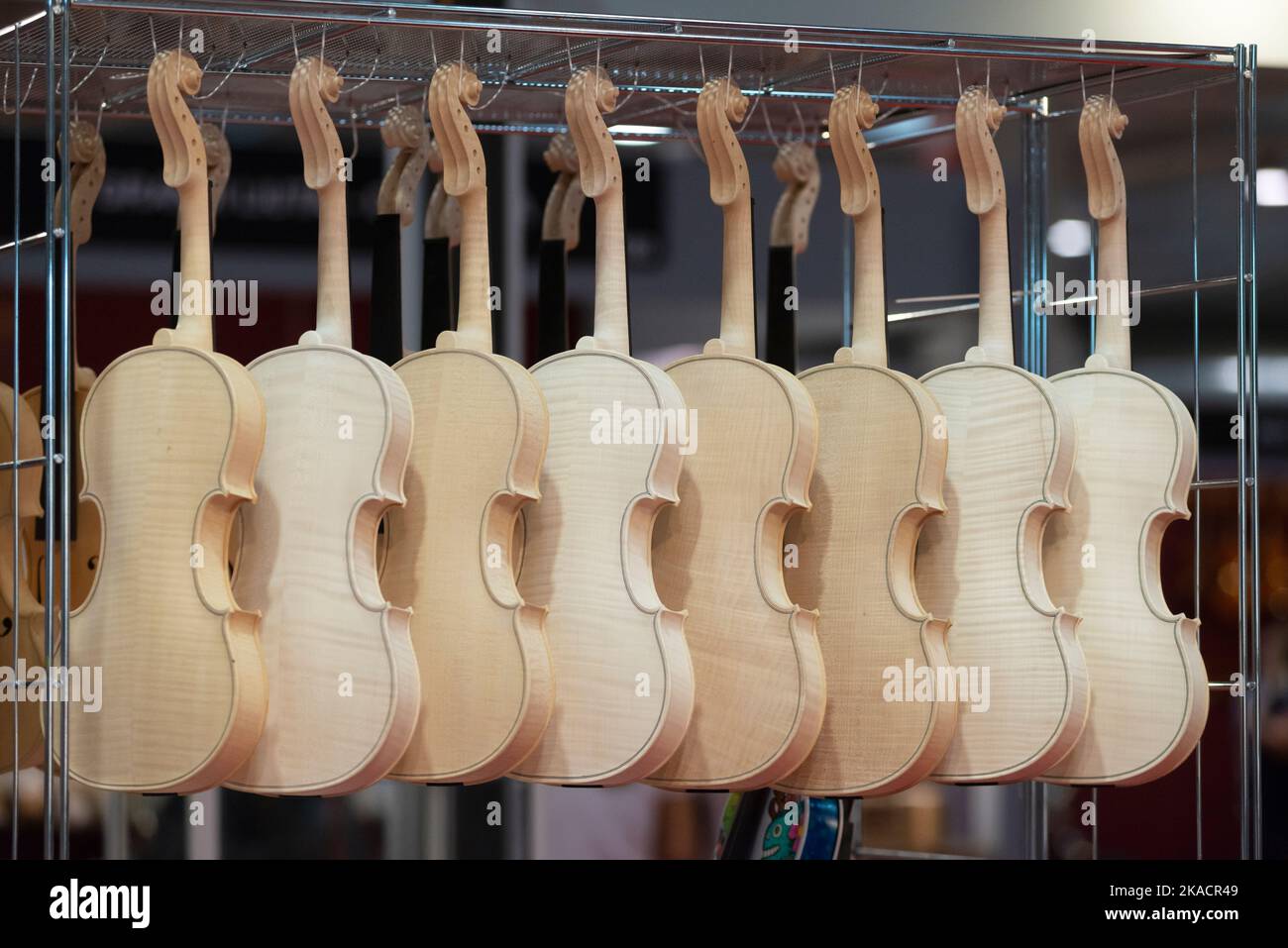 Italia, Lombardia, Cremona, Cremona Musica Mostra Internazionale e Festival 2022, Violins Standing Foto Stock