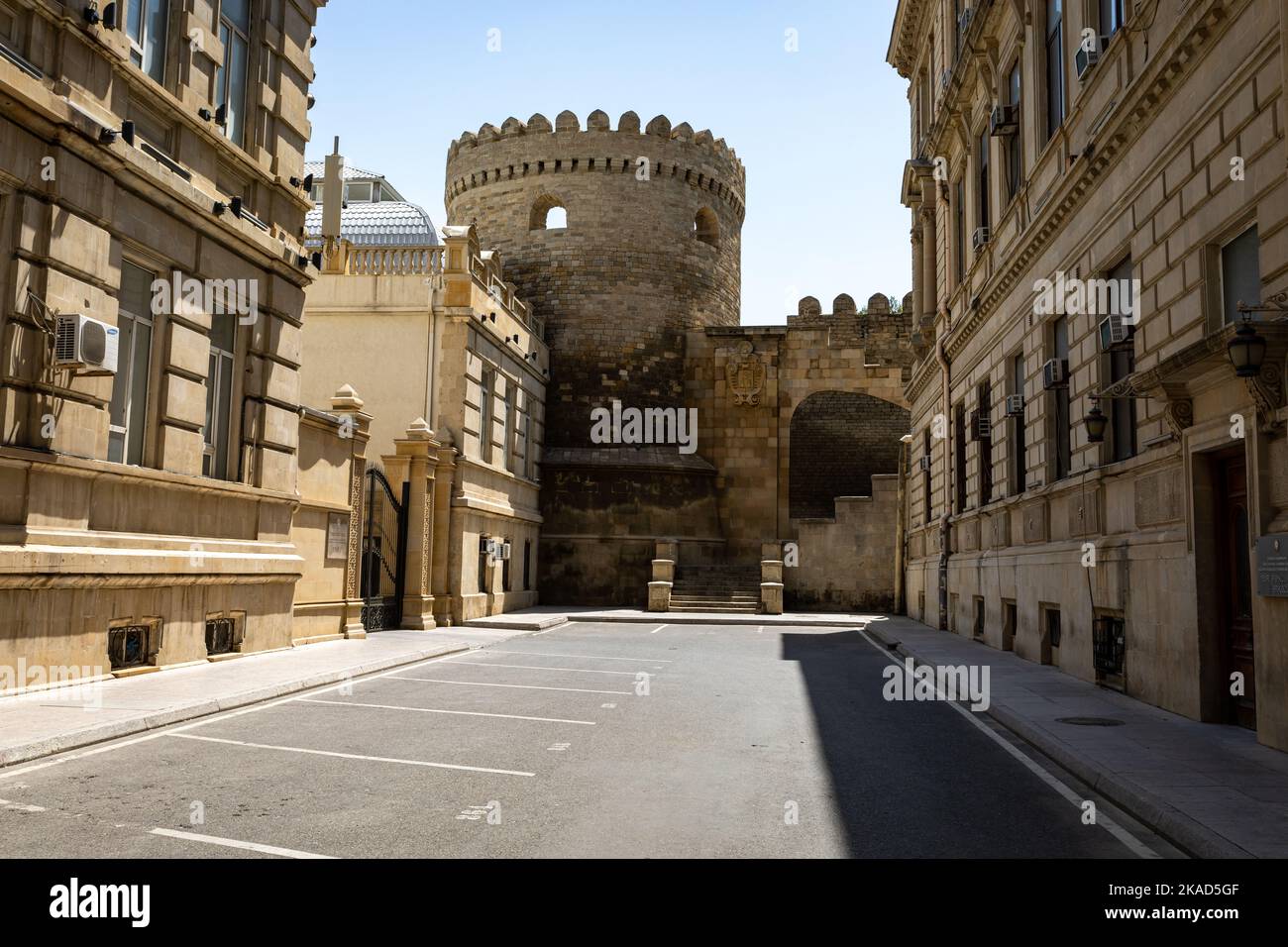 Città vecchia di Baku. Architettura medievale tradizionale. Baku, Repubblica di Azerbaigian. Mar Caspio e della regione del Caucaso. Foto Stock