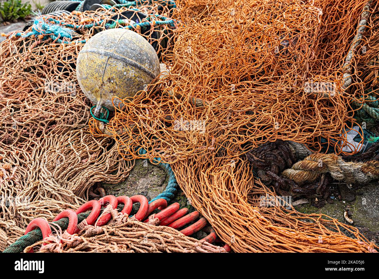 Le reti da pesca e galleggianti Foto Stock