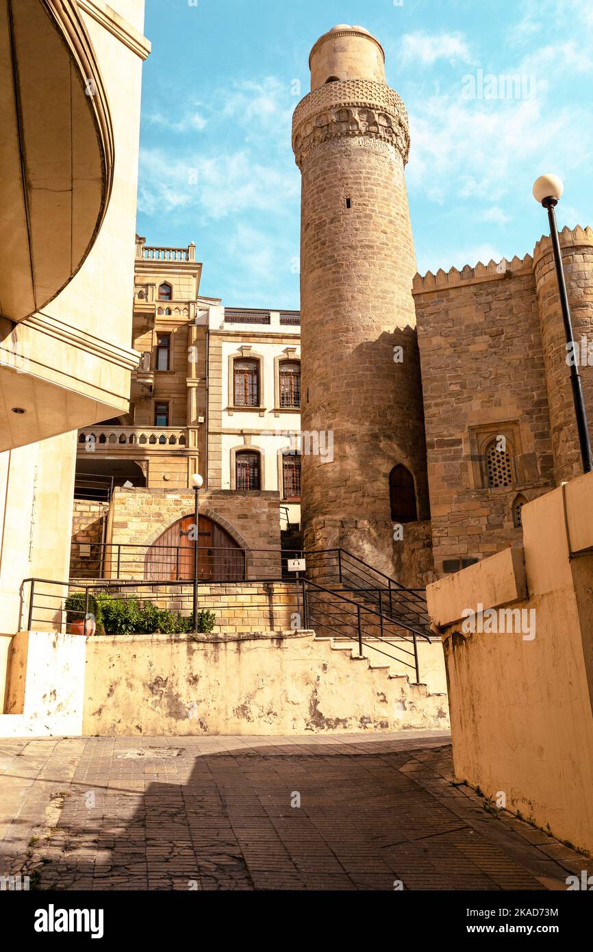 Città vecchia di Baku. Architettura medievale tradizionale. Baku, Repubblica di Azerbaigian. Mar Caspio e della regione del Caucaso. Foto Stock