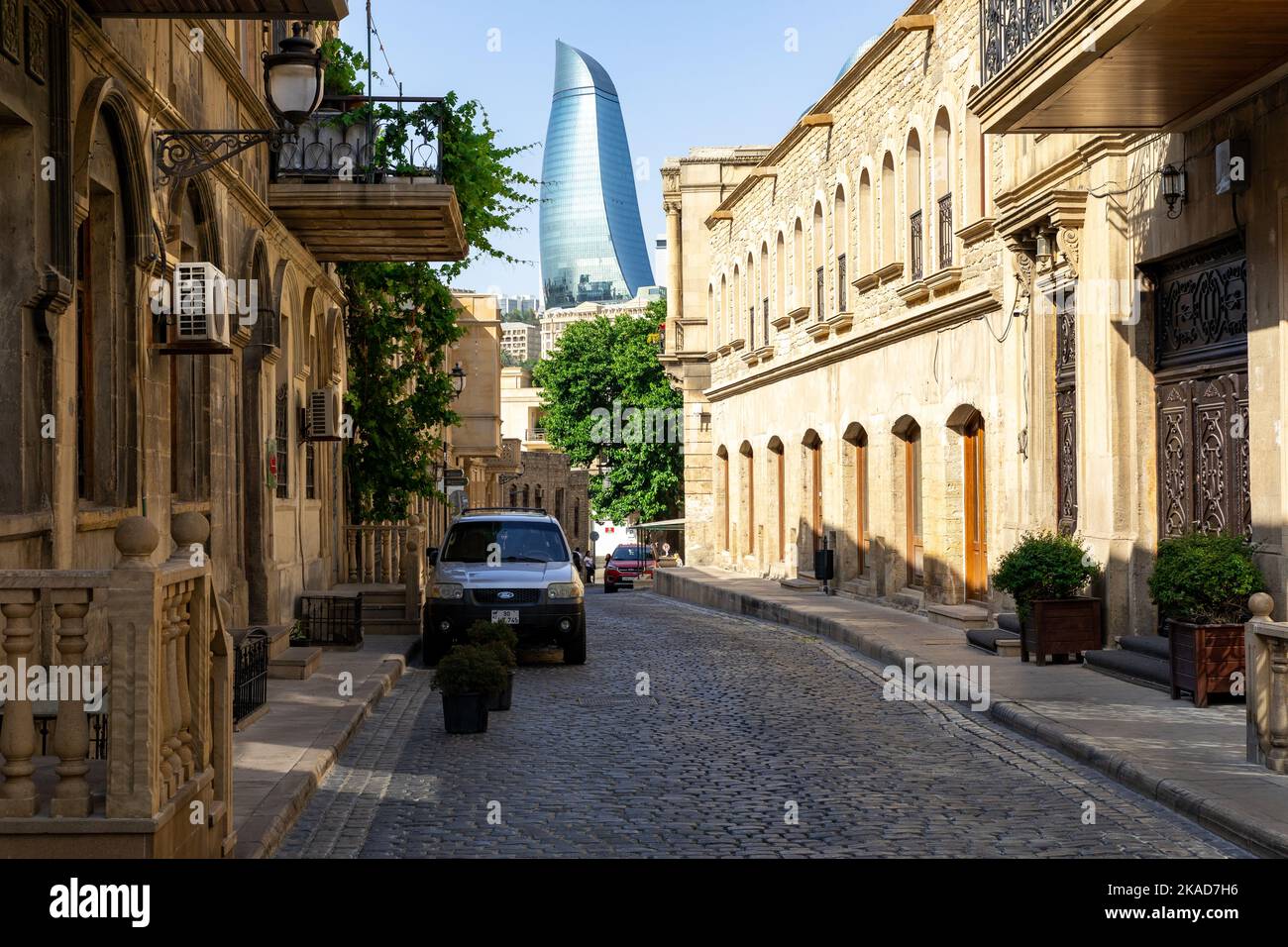 Città vecchia di Baku. Architettura medievale tradizionale. Baku, Repubblica di Azerbaigian. Mar Caspio e della regione del Caucaso. Foto Stock