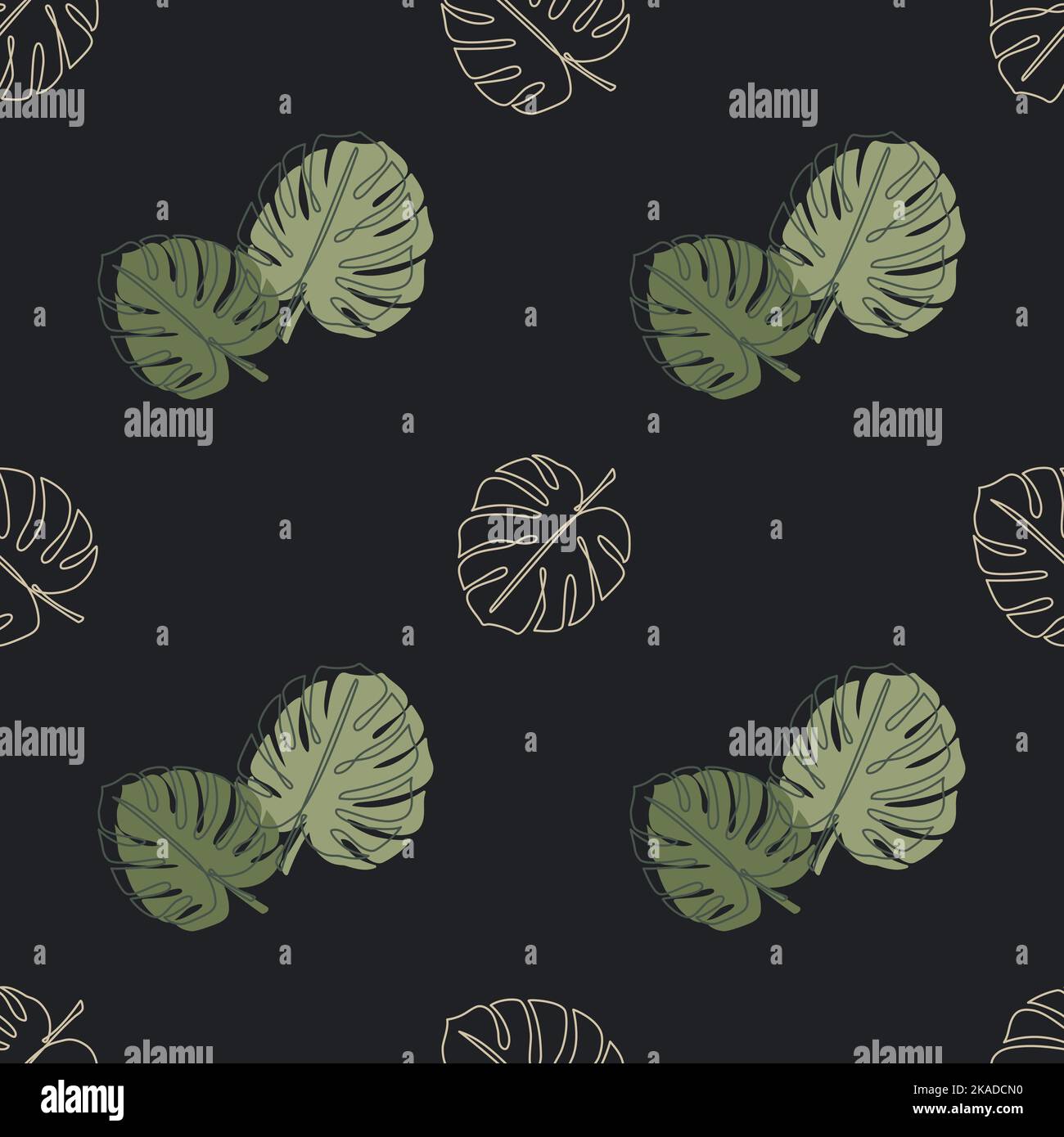 Monstera tropicale foglie senza cuciture modello Illustrazione Vettoriale