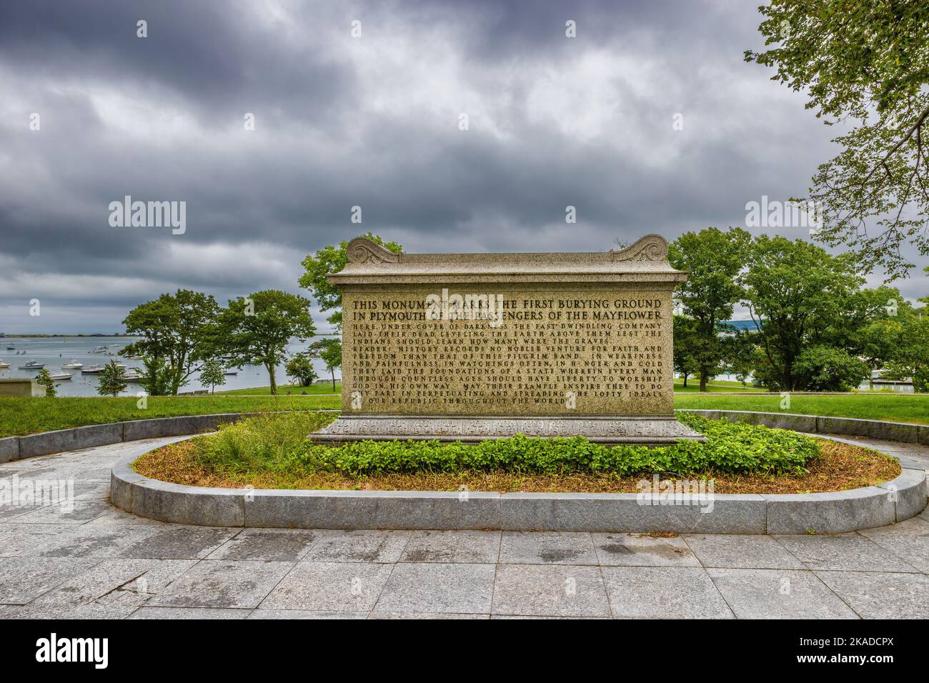 Plymouth, Massachusetts, USA - 12 settembre 2022: . Memoriale per la sepoltura della cintura dove un humdred e quattro passeggeri del Mayflower sono morti all'interno Foto Stock