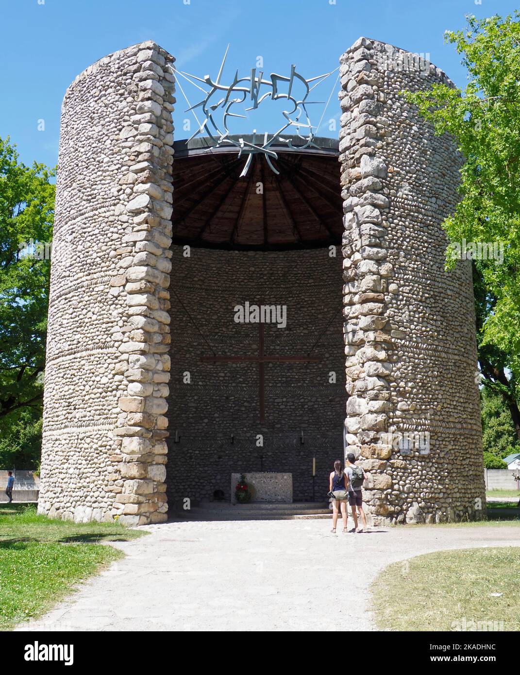 La Cappella cattolica dell'agonia mortale di Cristo, il campo di concentramento di Dachau, Baviera, Germania, Europa Foto Stock
