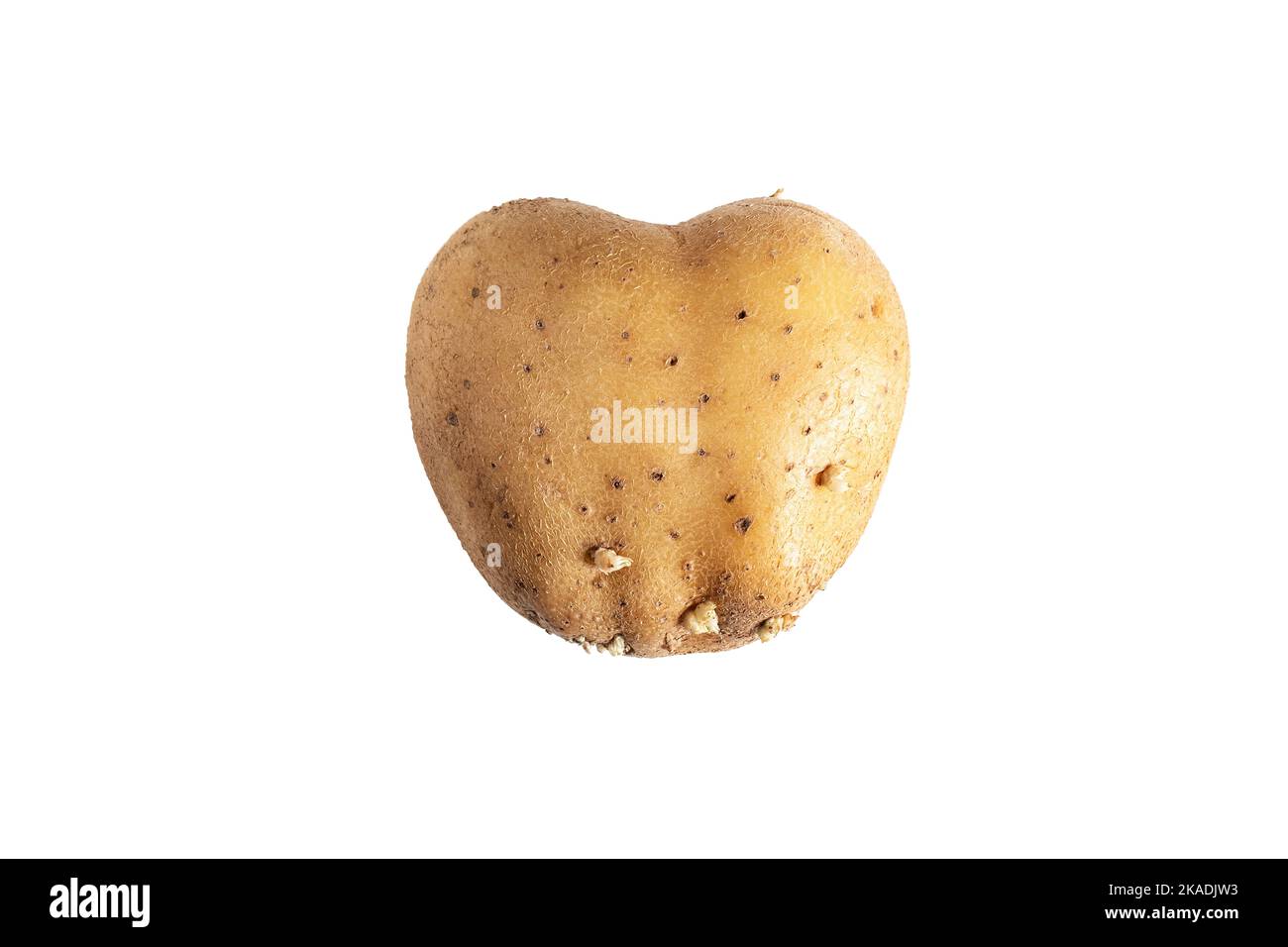 Patata nuova nel da di un cuore isolato su sfondo bianco Foto Stock