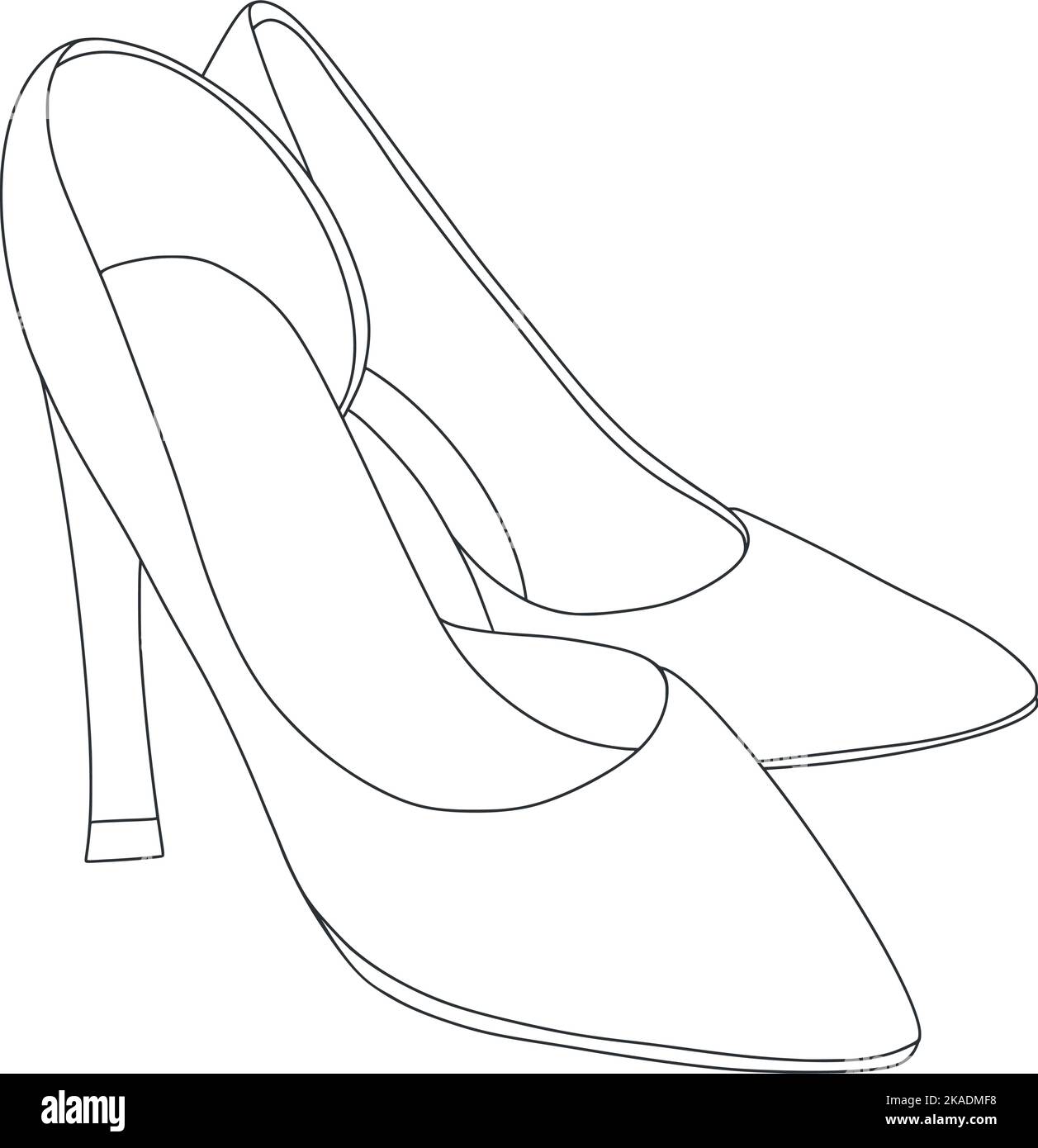 Scarpe donna nero linea arte vettore illustrazione Illustrazione Vettoriale