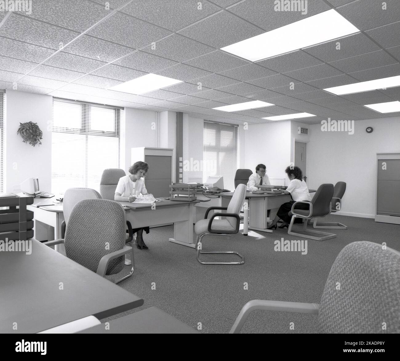 1989, storico, ufficio open-plan, Inghilterra, Regno Unito, Foto Stock