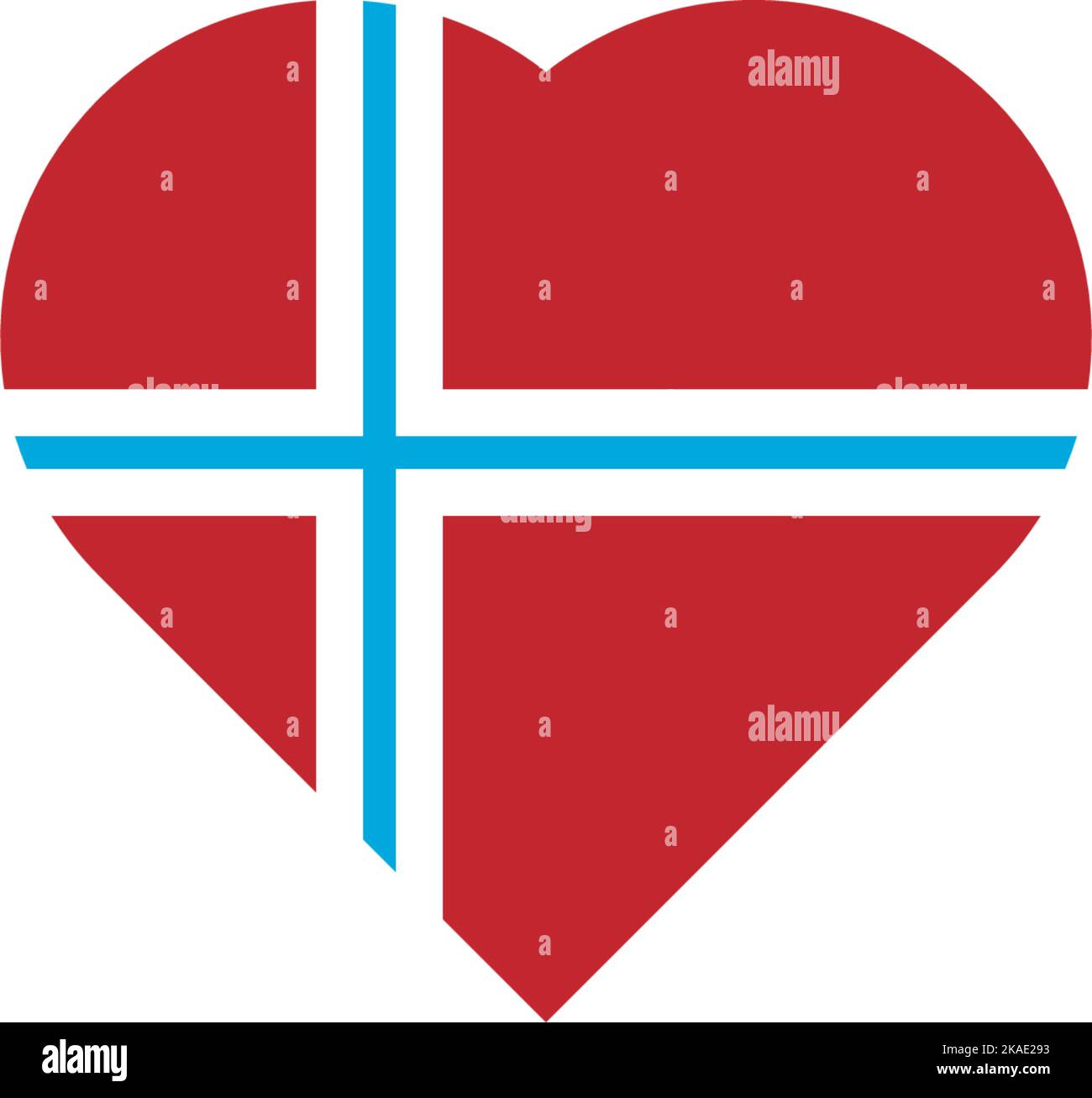 Illustrazione vettoriale della bandiera norvegese a forma di cuore su sfondo bianco Illustrazione Vettoriale