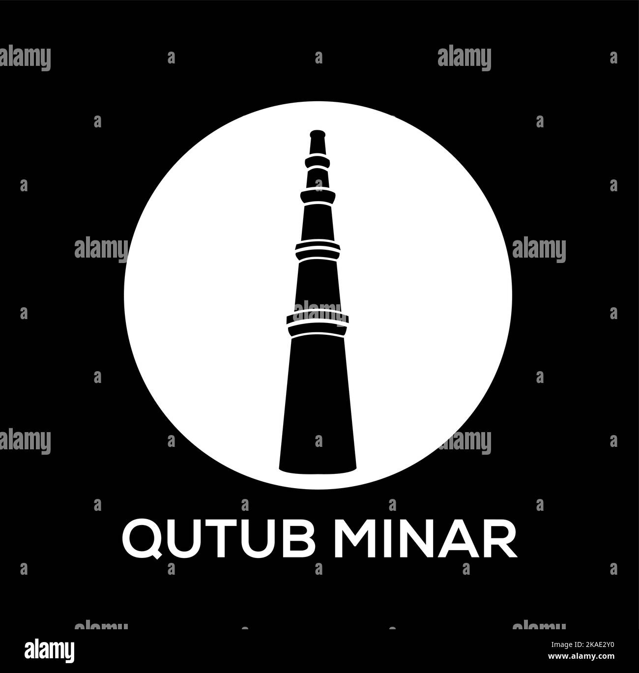 Icona della colonna Qutub Minar. Icona del vettore Qutub Minar. Illustrazione Vettoriale