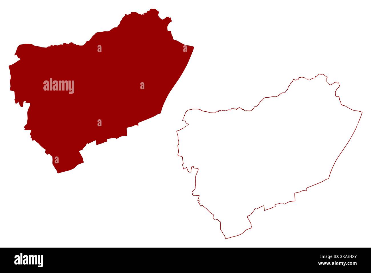 Harlow Città e distretto (Regno Unito di Gran Bretagna e Irlanda del Nord, contea cerimoniale Essex, Inghilterra) mappa vettore illustrazione, scrible sk Illustrazione Vettoriale