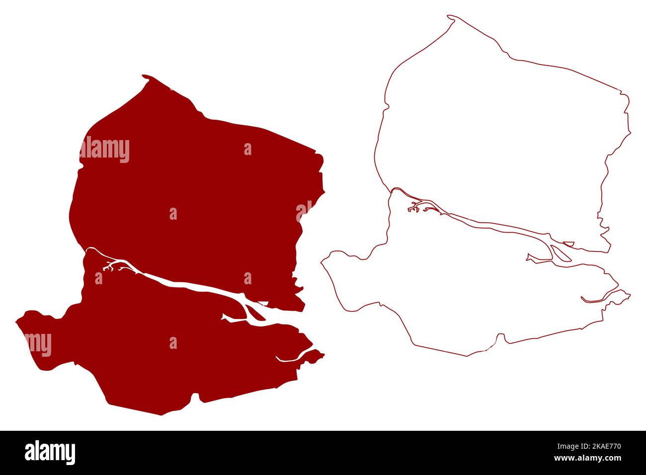 Castle Point District (Regno Unito di Gran Bretagna e Irlanda del Nord, contea cerimoniale Essex, Inghilterra) mappa vettore illustrazione, skibble ecc Illustrazione Vettoriale