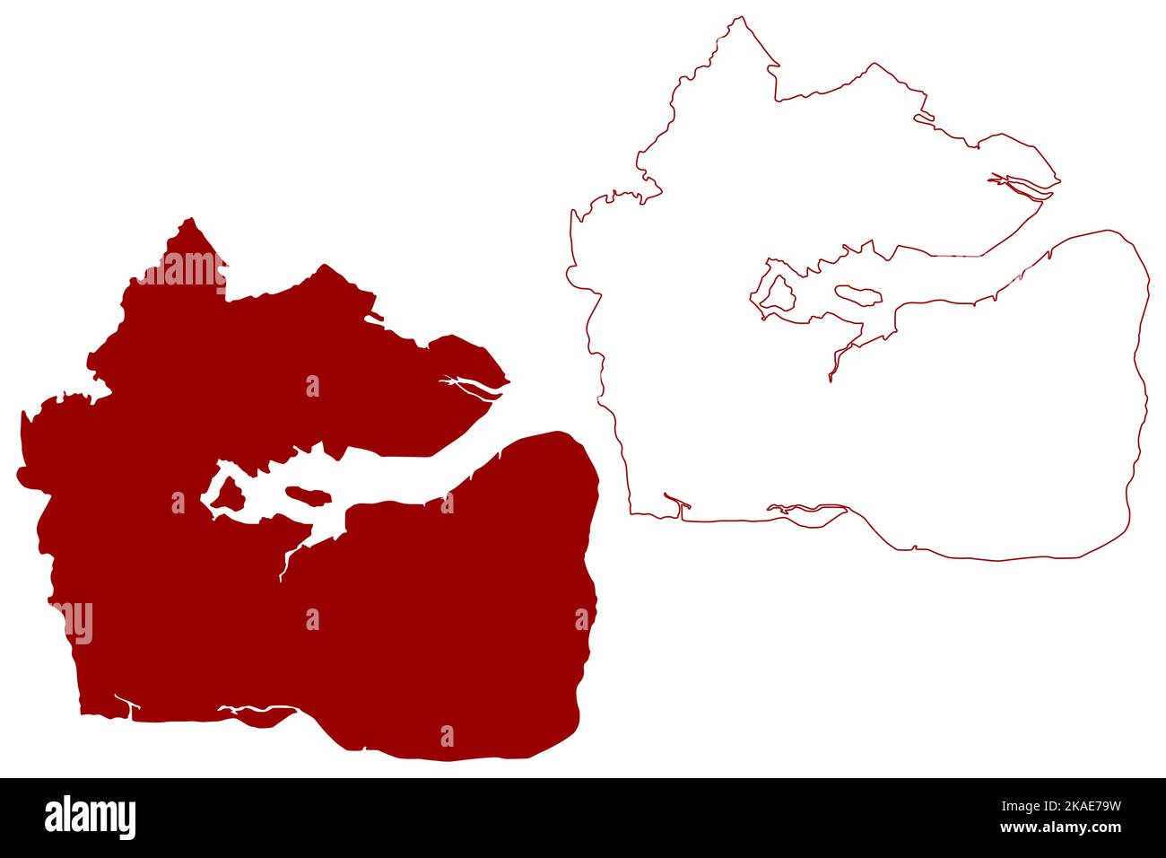 Illustrazione vettoriale della mappa del distretto non metropolitano di Maldon (Regno Unito di Gran Bretagna e Irlanda del Nord, contea cerimoniale Essex, Inghilterra), scr Illustrazione Vettoriale