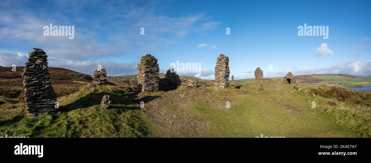 L'immagine è della pietra di Cuween cairns a Finstown non lontano dal Kirkwall Foto Stock