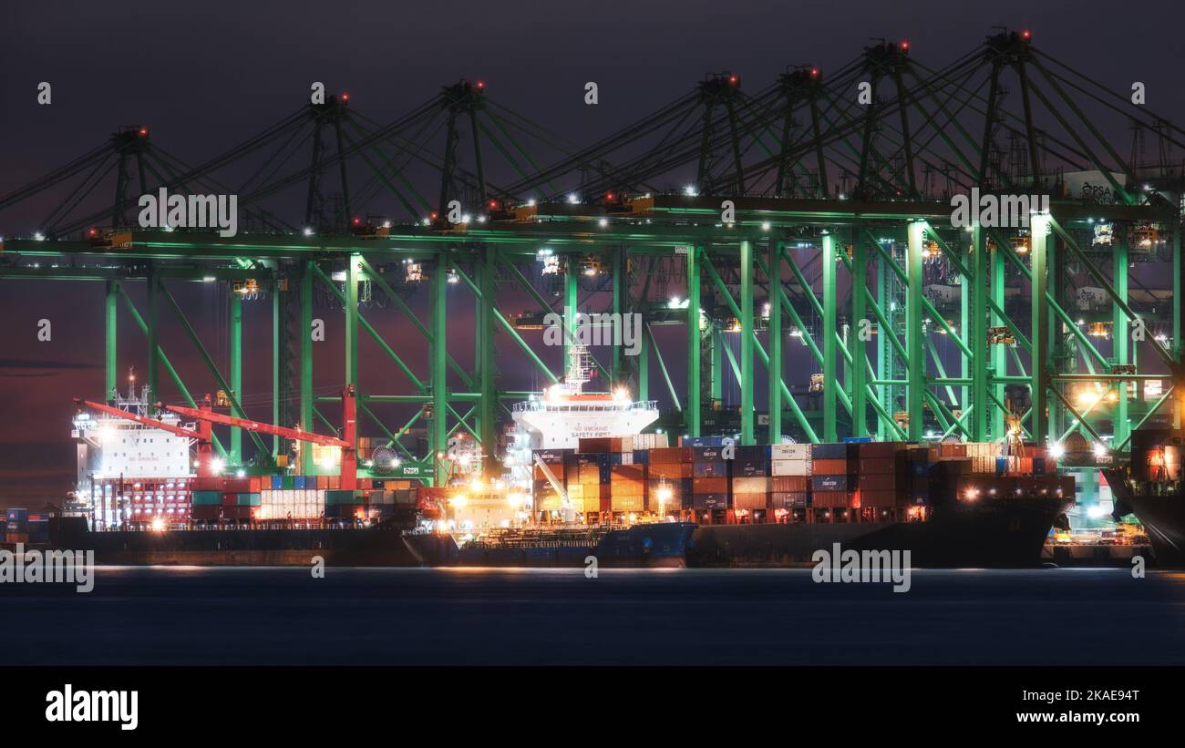 Una splendida vista del Porto di Pasir Panjang Singapore Foto Stock
