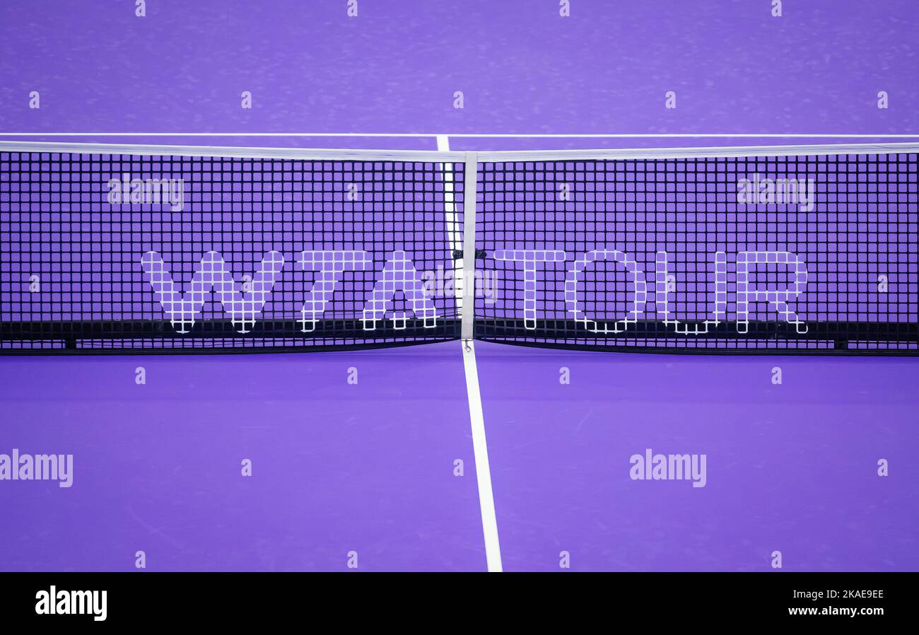 Illustrazione del logo del WTA Tour durante la pratica in vista delle finali WTA 2022 del torneo di tennis di Fort Worth il 29 ottobre 2022 a Fort Worth, Stati Uniti - Foto: Rob Prange/DPPI/LiveMedia Foto Stock