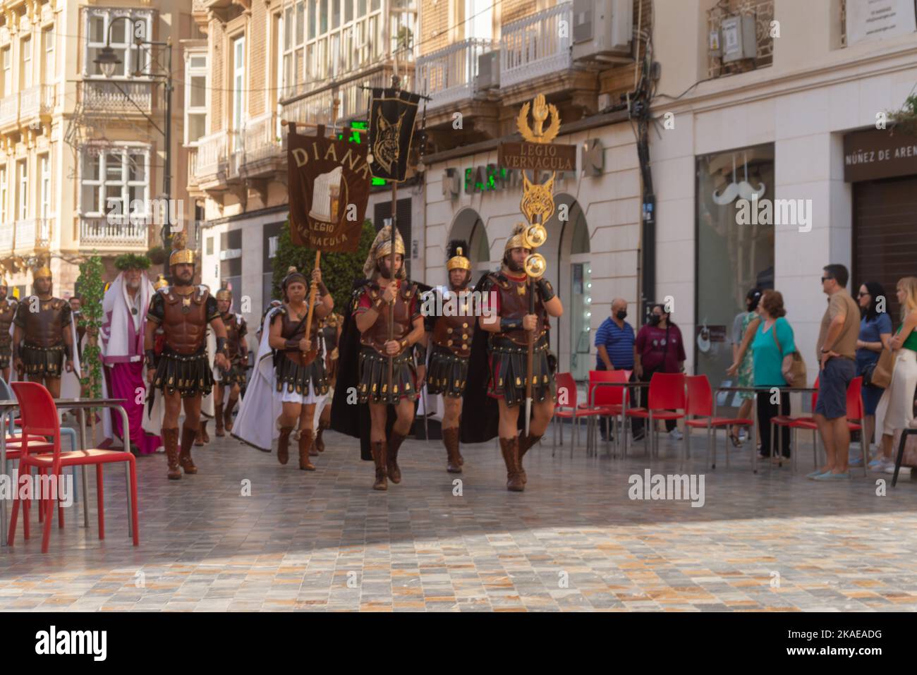 CARTAGENA, SPAGNA - 23 SETTEMBRE 2022 Cartaginesi e Romani festività storiche, celebrate nella città spagnola di Cartagena dal 1990 per commemorare Foto Stock