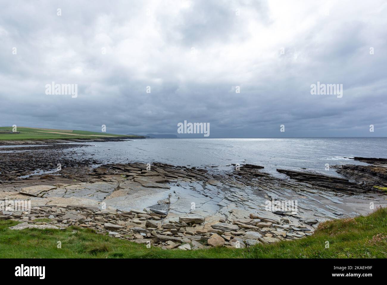 Vista costiera dalla RSPB Scotland Marwick Head Nature Reserve, Orkney, Scotland, UK Foto Stock