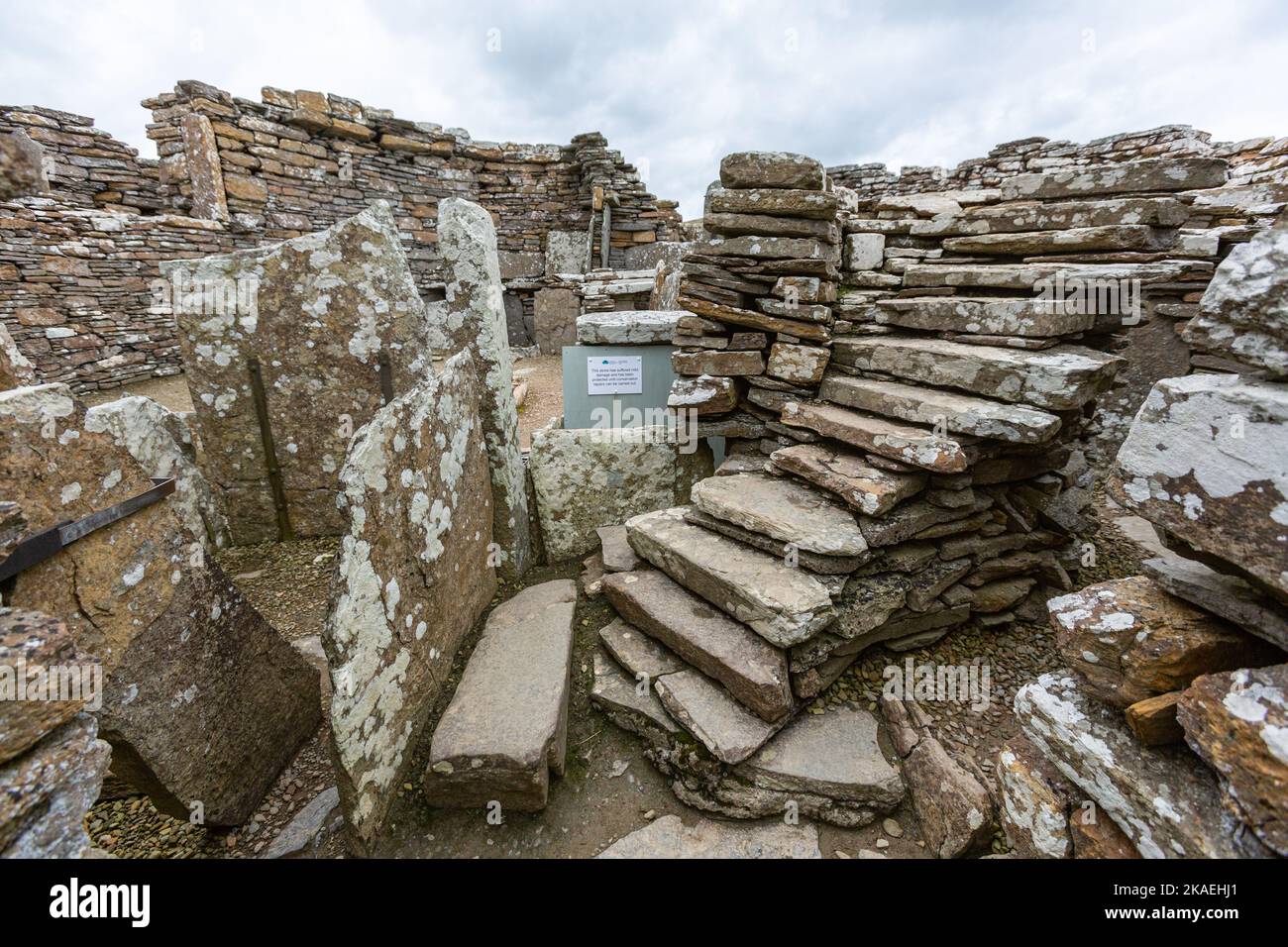 Broch of Gurness, Iron Age Broch Village, Mainland, Isole Orcadi, Scozia, Regno Unito Foto Stock