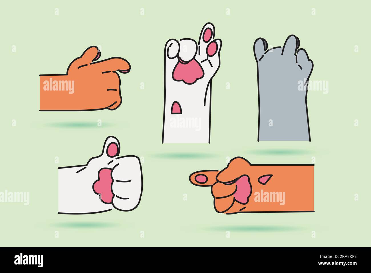 illustrazione a mano cat, design piatto con caratteristiche cat Illustrazione Vettoriale