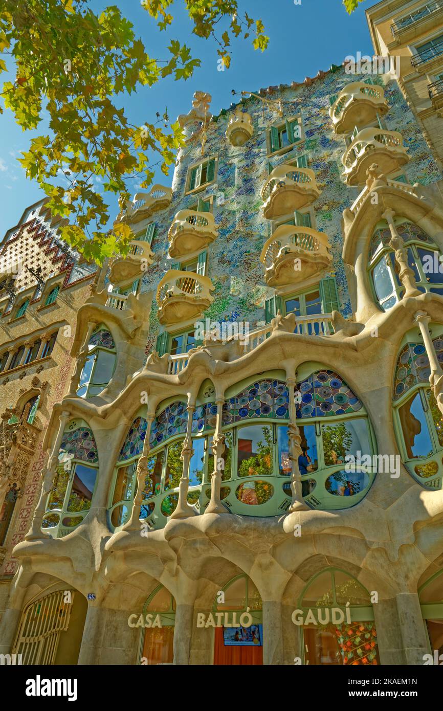 Casa Batllo Centro di Barcellona, Provincia di Barcellona, Spagna. Foto Stock