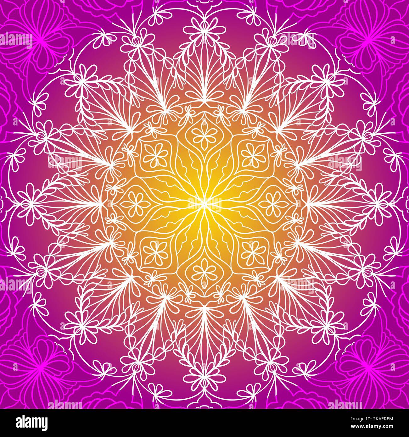 Astratto sfondo decorativo colorato con mandala in lacy. Foto Stock