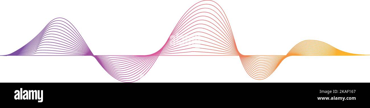 Onda del volume del segnale audio. Forma del suono a gradiente di colore Illustrazione Vettoriale