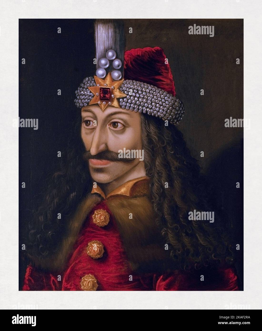 16th ° secolo ritratto di Vlad l'Impalatore, Voivode di Wallachia, realizzato da un artista sconosciuto. Foto Stock