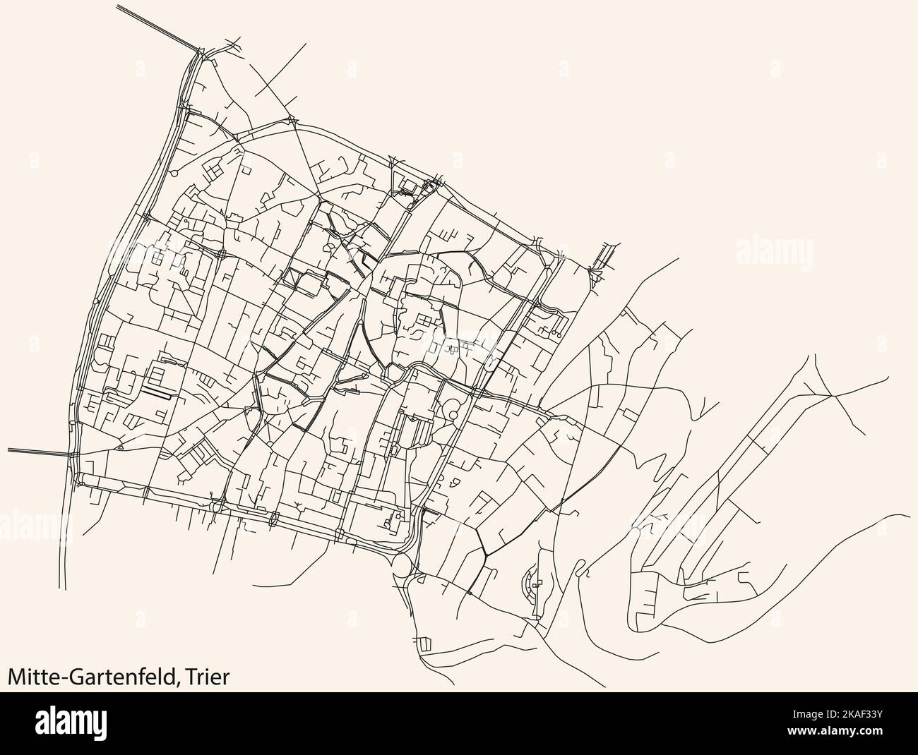 Mappa stradale del COMUNE DI MITTE-GARTENFELD, TREVIRI Illustrazione Vettoriale